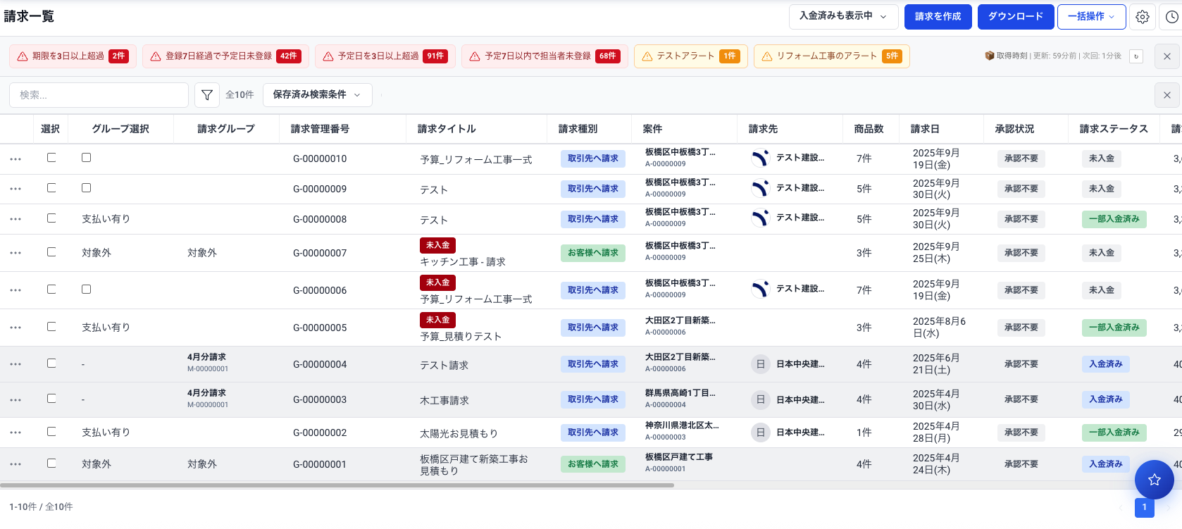 請求内容の一元管理