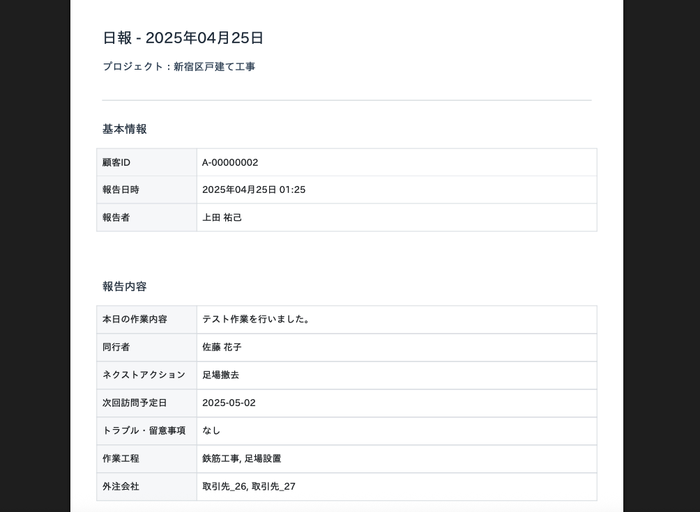 ワンクリックで報告書をPDF化