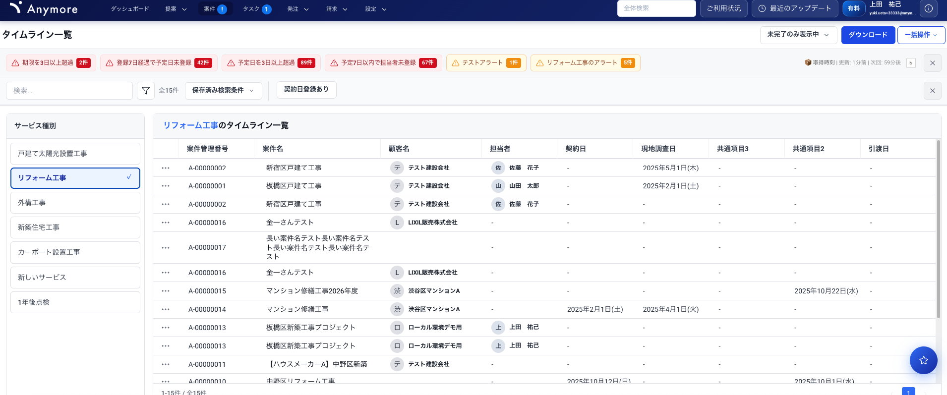 タイムライン一覧（PC版）